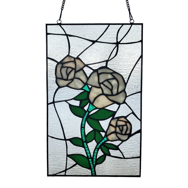 STATIC CLING  DECORATION GOLDEN ROSES STAINED GLASS WINDOW ART 